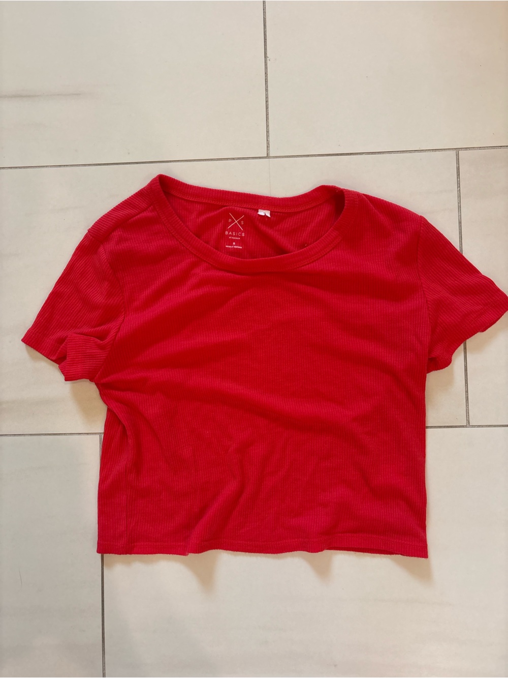 PacSun Red Ribbed Cropped Tee